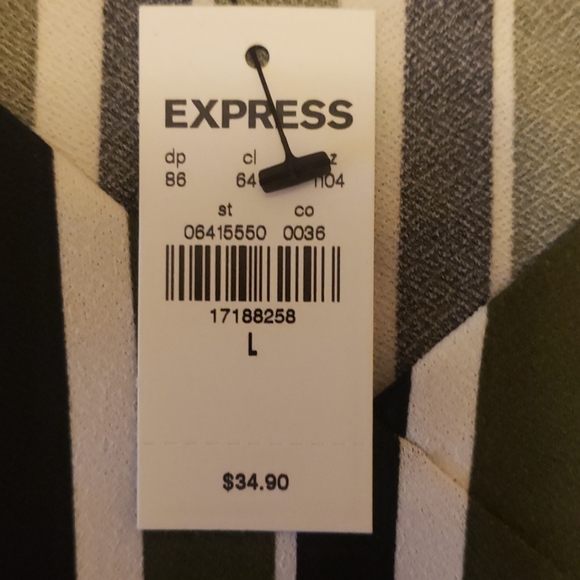 NWT Express L Green Striped Tie Hem Cami - Picture 5 of 8